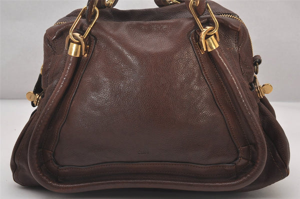 Authentic Chloe Paraty Medium 2Way Shoulder Hand Bag Purse Leather Brown 3530I