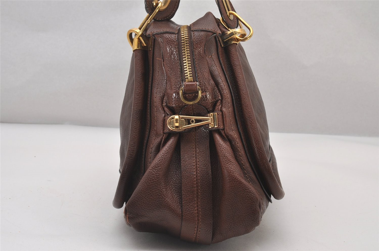 Authentic Chloe Paraty Medium 2Way Shoulder Hand Bag Purse Leather Brown 3530I