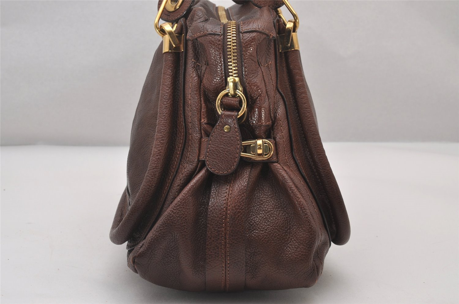 Authentic Chloe Paraty Medium 2Way Shoulder Hand Bag Purse Leather Brown 3530I