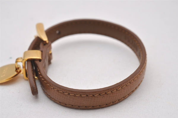 Authentic PRADA Vintage Saffiano Leather Bracelet Size M Brown Box 3536I