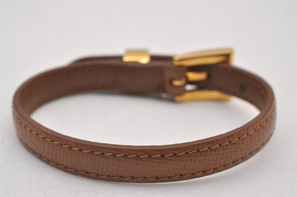 Authentic PRADA Vintage Saffiano Leather Bracelet Size M Brown Box 3536I