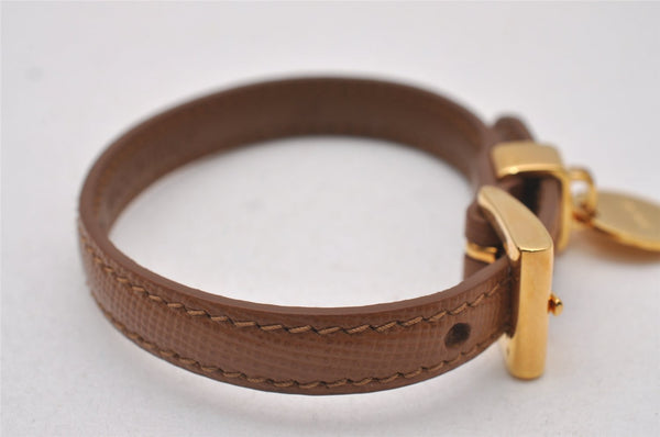 Authentic PRADA Vintage Saffiano Leather Bracelet Size M Brown Box 3536I