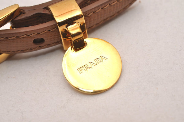 Authentic PRADA Vintage Saffiano Leather Bracelet Size M Brown Box 3536I