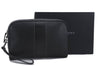 Authentic BURBERRY Vintage Leather Clutch Hand Bag Purse Black Box 3537D