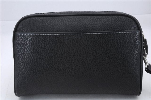 Authentic BURBERRY Vintage Leather Clutch Hand Bag Purse Black Box 3537D