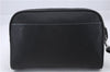 Authentic BURBERRY Vintage Leather Clutch Hand Bag Purse Black Box 3537D