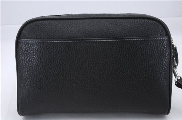 Authentic BURBERRY Vintage Leather Clutch Hand Bag Purse Black Box 3537D