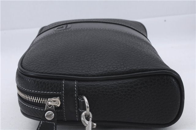 Authentic BURBERRY Vintage Leather Clutch Hand Bag Purse Black Box 3537D