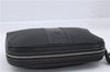 Authentic BURBERRY Vintage Leather Clutch Hand Bag Purse Black Box 3537D