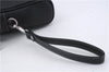 Authentic BURBERRY Vintage Leather Clutch Hand Bag Purse Black Box 3537D