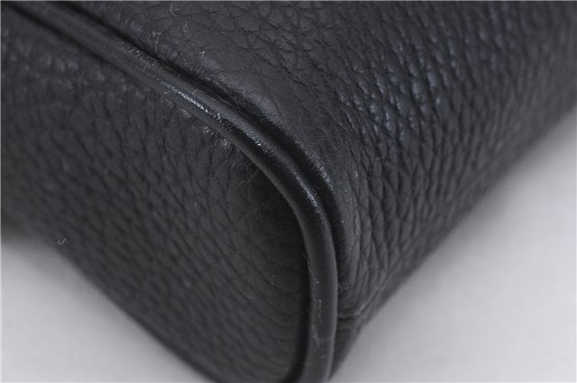 Authentic BURBERRY Vintage Leather Clutch Hand Bag Purse Black Box 3537D