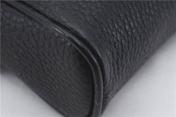 Authentic BURBERRY Vintage Leather Clutch Hand Bag Purse Black Box 3537D