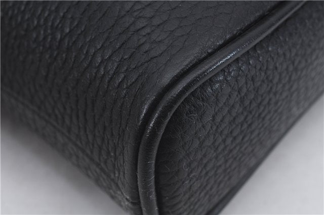 Authentic BURBERRY Vintage Leather Clutch Hand Bag Purse Black Box 3537D