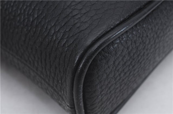 Authentic BURBERRY Vintage Leather Clutch Hand Bag Purse Black Box 3537D