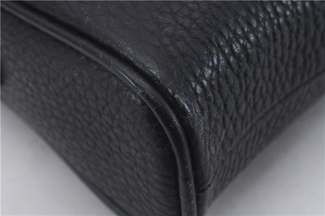 Authentic BURBERRY Vintage Leather Clutch Hand Bag Purse Black Box 3537D
