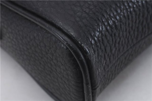 Authentic BURBERRY Vintage Leather Clutch Hand Bag Purse Black Box 3537D