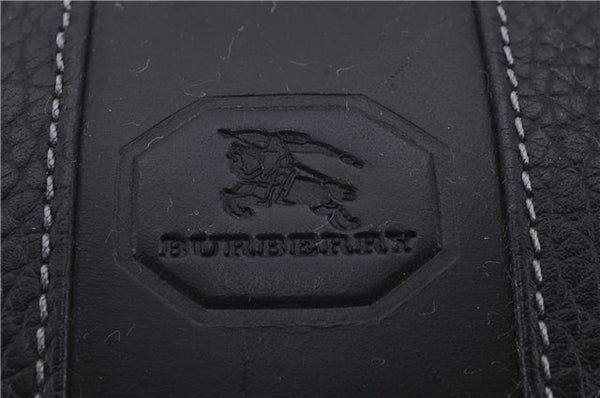 Authentic BURBERRY Vintage Leather Clutch Hand Bag Purse Black Box 3537D