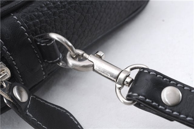 Authentic BURBERRY Vintage Leather Clutch Hand Bag Purse Black Box 3537D