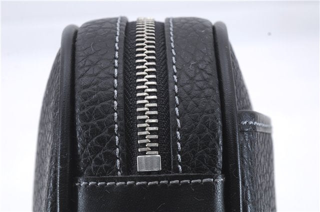 Authentic BURBERRY Vintage Leather Clutch Hand Bag Purse Black Box 3537D