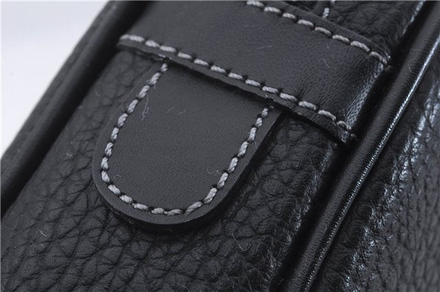 Authentic BURBERRY Vintage Leather Clutch Hand Bag Purse Black Box 3537D