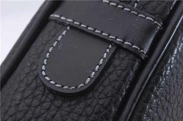 Authentic BURBERRY Vintage Leather Clutch Hand Bag Purse Black Box 3537D