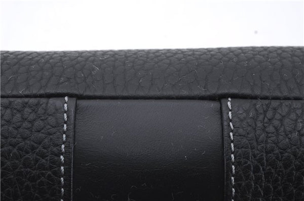 Authentic BURBERRY Vintage Leather Clutch Hand Bag Purse Black Box 3537D