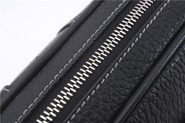 Authentic BURBERRY Vintage Leather Clutch Hand Bag Purse Black Box 3537D