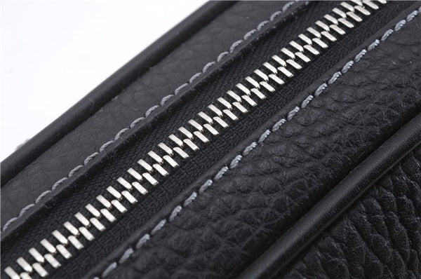 Authentic BURBERRY Vintage Leather Clutch Hand Bag Purse Black Box 3537D