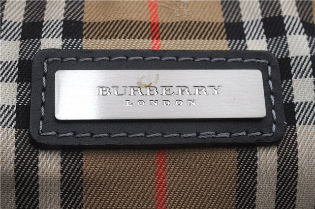 Authentic BURBERRY Vintage Leather Clutch Hand Bag Purse Black Box 3537D