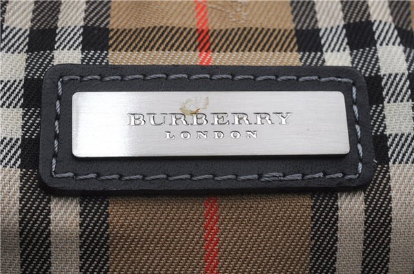 Authentic BURBERRY Vintage Leather Clutch Hand Bag Purse Black Box 3537D