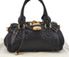 Authentic Chloe Vintage Paddington Leather Shoulder Hand Bag Black 3537I