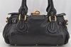 Authentic Chloe Vintage Paddington Leather Shoulder Hand Bag Black 3537I