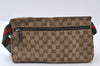 Authentic GUCCI Web Sherry Line Waist Bag GG Canvas Leather 28566 Brown 3541I