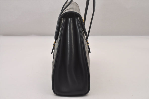 Authentic GUCCI Vintage Micro GG PVC Leather Hand Bag Purse Navy Blue 3543I