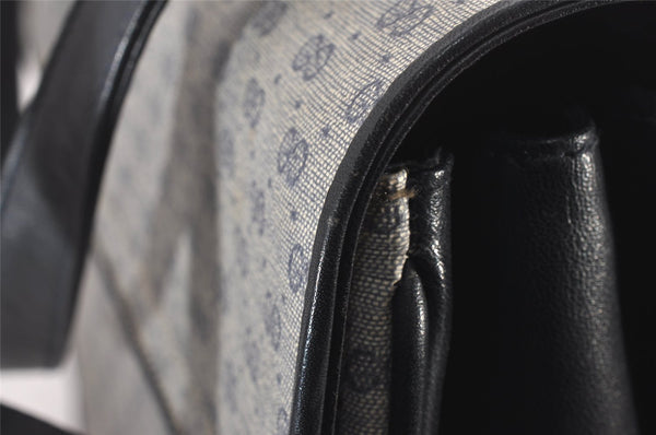 Authentic GUCCI Vintage Micro GG PVC Leather Hand Bag Purse Navy Blue 3543I