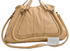 Authentic Chloe Paraty Large 2Way Shoulder Tote Bag Leather Beige 3548F