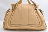 Authentic Chloe Paraty Large 2Way Shoulder Tote Bag Leather Beige 3548F