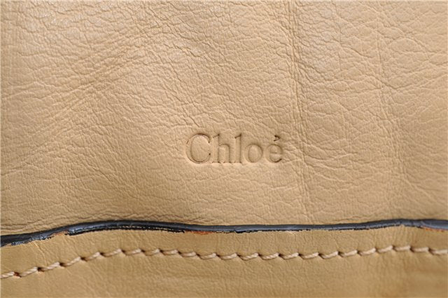 Authentic Chloe Paraty Large 2Way Shoulder Tote Bag Leather Beige 3548F