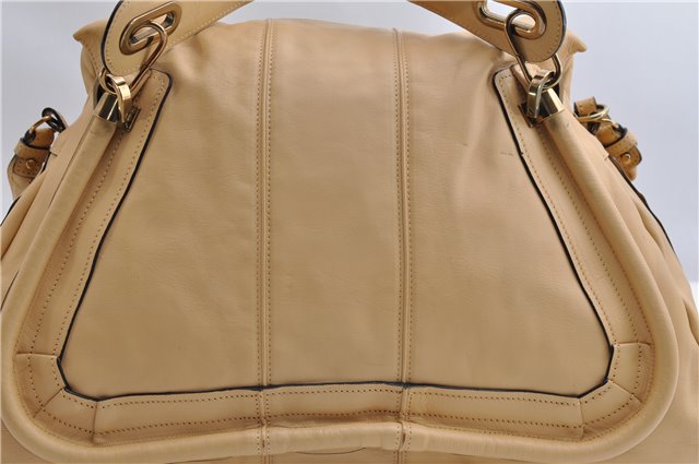 Authentic Chloe Paraty Large 2Way Shoulder Tote Bag Leather Beige 3548F