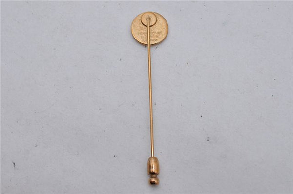 Authentic HERMES Sellier Bijouterie Fantaisie Pin Brooch Accessory Gold 3549D