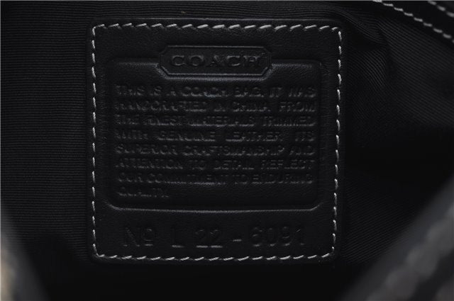 Authentic COACH Signature Shoulder Hand Bag Purse Canvas Leather Black 3550D