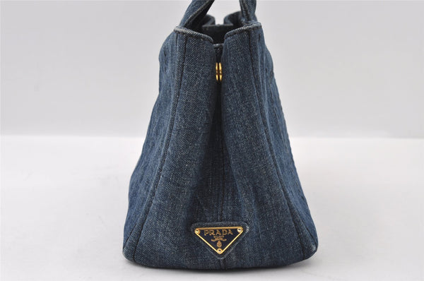 Authentic PRADA Vintage Canapa SS DENIM Hand Bag Purse BN2439 Blue 3550I