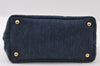 Authentic PRADA Vintage Canapa SS DENIM Hand Bag Purse BN2439 Blue 3550I