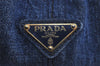 Authentic PRADA Vintage Canapa SS DENIM Hand Bag Purse BN2439 Blue 3550I