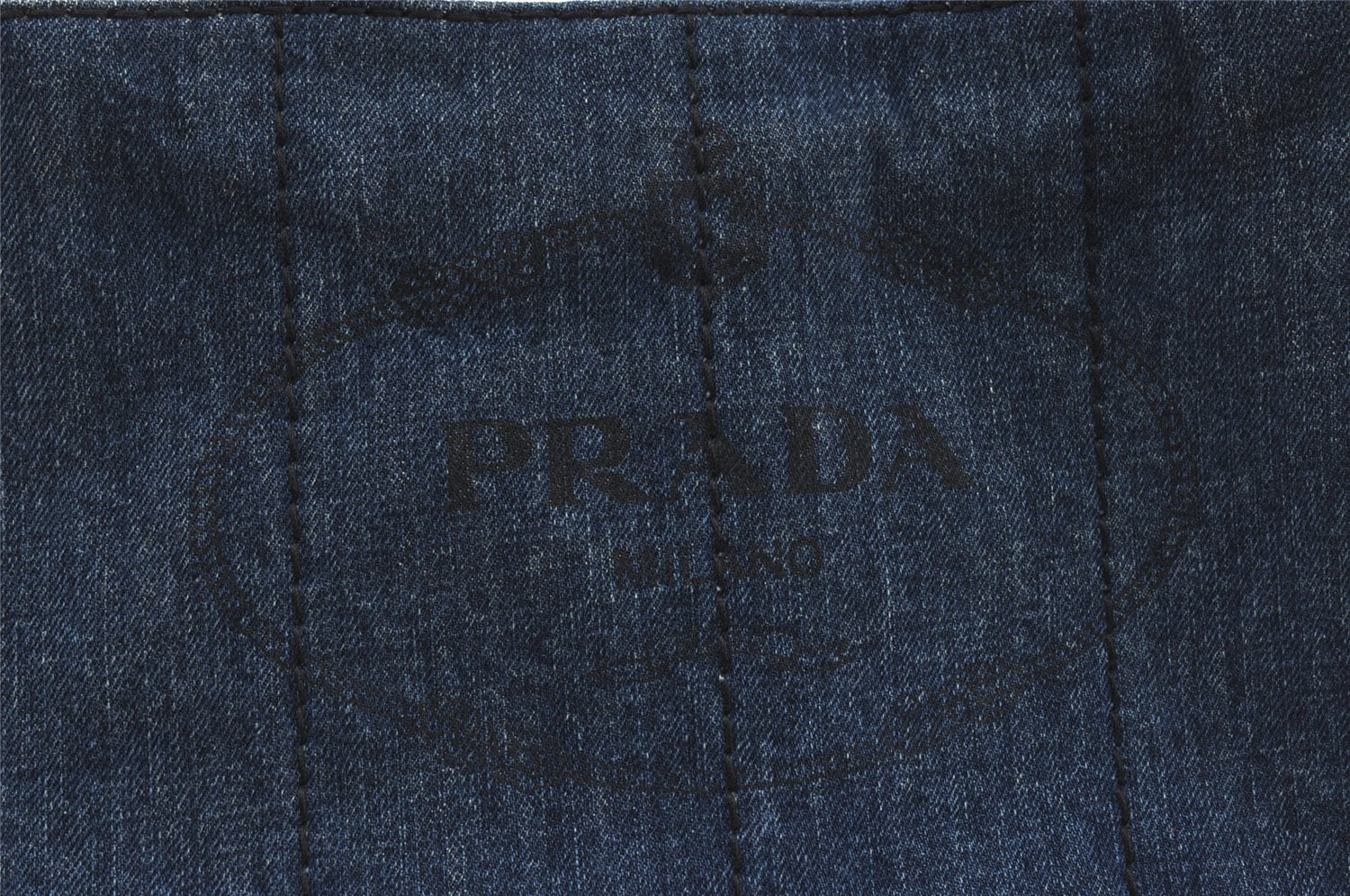 Authentic PRADA Vintage Canapa SS DENIM Hand Bag Purse BN2439 Blue 3550I