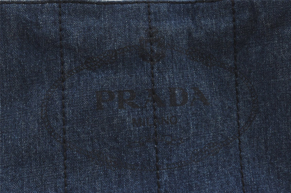 Authentic PRADA Vintage Canapa SS DENIM Hand Bag Purse BN2439 Blue 3550I