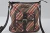 Authentic BURBERRY BLUE LABEL Check Shoulder Bag Canvas Leather Brown 3555I