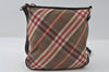 Authentic BURBERRY BLUE LABEL Check Shoulder Bag Canvas Leather Brown 3555I