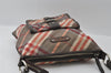 Authentic BURBERRY BLUE LABEL Check Shoulder Bag Canvas Leather Brown 3555I