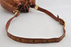 Authentic MCM Visetos Leather Drawstring Shoulder Cross Body Bag Brown 3558I